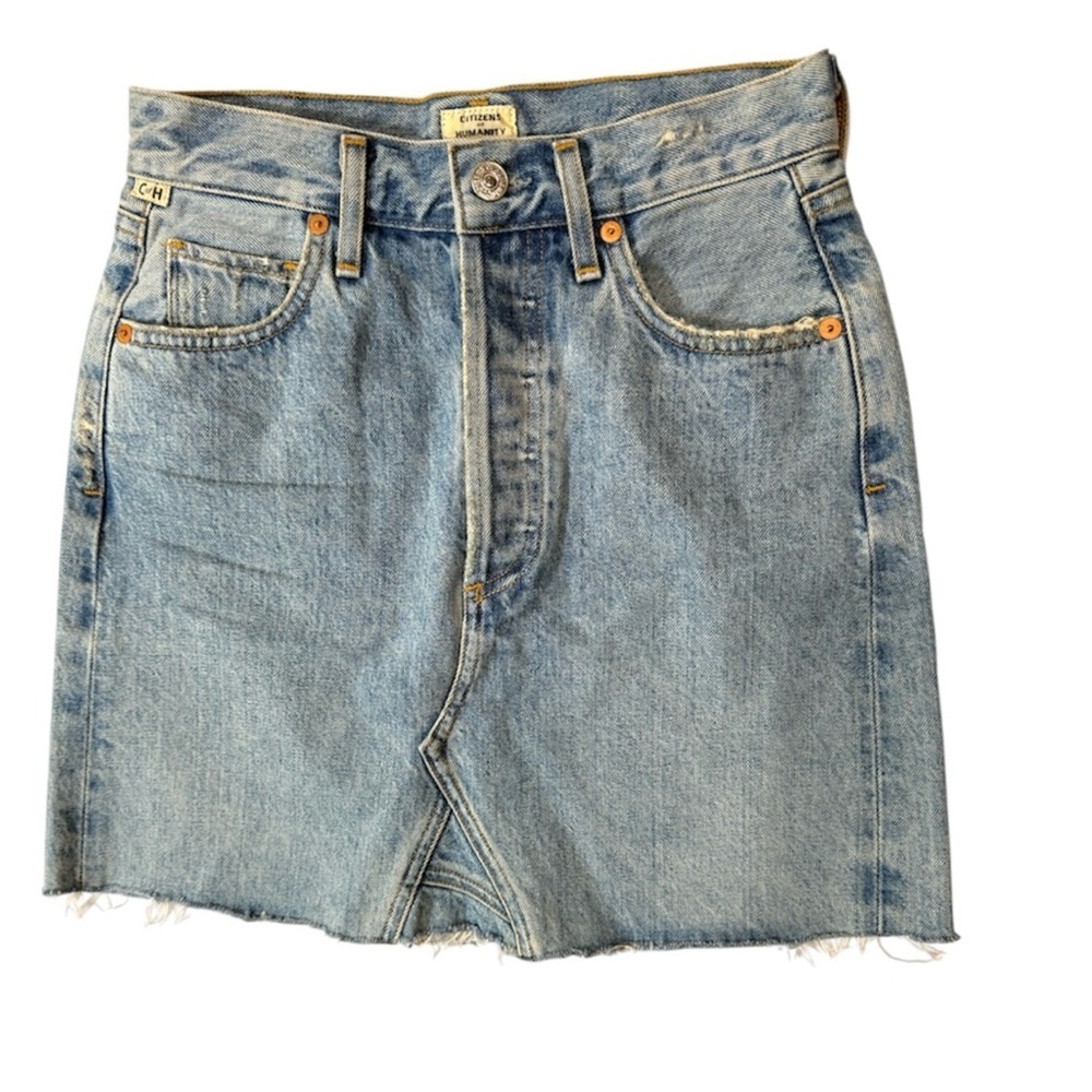 Citizens of Humanity Premium Vintage Denim Cut Off Blue Skirt Button Fly Size 0